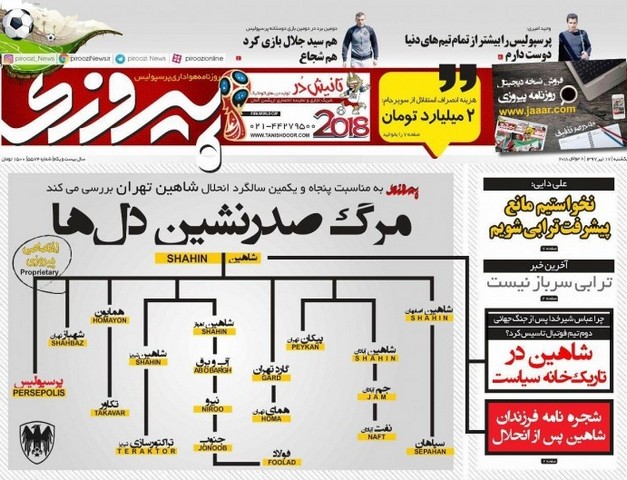 عناوین روزنامه‌های ورزشی 17 تیرماه 97