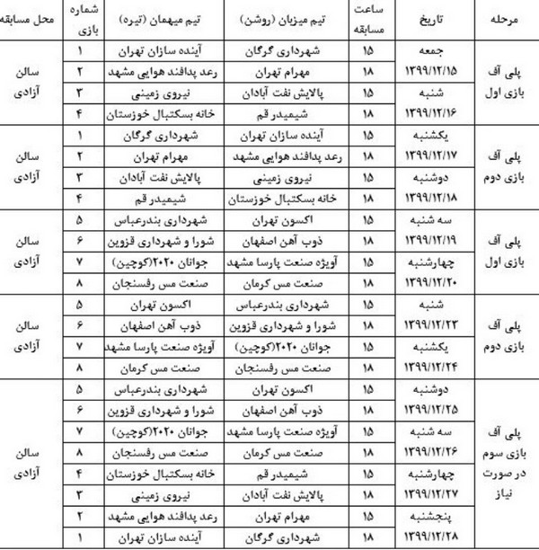 برنامه پلی‌اف لیگ برتر بسکتبال ایران اعلام شد